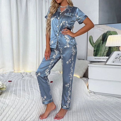 Silkkinen pyjamasetti Pitkähihainen yöasu